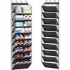 Dexpally Porta Scarpe Salvaspazio Verticale con 10 Tasche Profonde & 4 Ganci | Grande Capacità Scarpiera da Appendere per Armadio, Lavanderia e Camera Letto