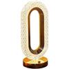 VALINK Lampada da tavolo touch, lampade da comodino in cristallo con dimmerabile a 3 vie, ricaricabile tramite USB, luce notturna per soggiorno 26 x 12 cm