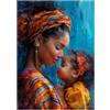 WQBQKKX Donne nere africane Bella donna Quadri Grande Su Tela,Blu, giallo Quadro moderno Salotto Cucina Ufficio Casa Stampe-80x110cm Non incorniciato