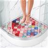 MACUNIN Tappetino doccia angolare antiscivolo 70x70 cm - Morbido e confortevole tappetino da bagno con fori di drenaggio, tappetino antiscivolo massaggiante PVC-Luffa per doccia, inserto doccia antiscivolo ad