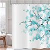Hnmdmyi Tenda da doccia Fiori di ciliegio 200x180, Fiori turchese Sakura Prugna in fiore Giapponese Stile artistico anime asiatico Impermeabile Tessuto in poliestere Lavabile Tenda da bagno con ganci
