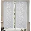 Tata Home Coppia Tende per Interni a Vetro Finestra Semitrasparenti Bianche Tende Cucina Bagno Camera Ricamate Fantasia Moderne Eleganti Con Ricamo Misura 45x150 cm Mod. MADRID Colore Grigio