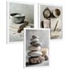 Nacnic Set Di 3 Poster Decorativi Da Parete Per Il Bagno, Design Rilassante In Stile Spa Per Pareti, Lavabo, Doccia, Wc E Bagno Con Pietre, Candele E Sali, Arredamento Zen A4 Cornice Bianca