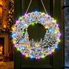 HiGropcore Diamond Painting Natale Ghirlanda con LED Luce,Natale Pendente | Kit Per Pittura Diamante Adulti,Ciondolo natalizio con perle e diamanti, decorazione da parete luminosa, idea regalo