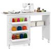 COSTWAY Tavolo da Cucito Pieghevole, Mobile per Macchina da Cucire con Ripiano Portaoggetti, 3 Scomparti Nascosti e Ruote Bloccabili, Mobile Multiuso per Piccoli Spazi (Bianco, 118,5 x 40 x 79,5 cm)