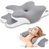 WENGTY Cuscino per apnea notturna con sollievo dal dolore al collo e dal russamento, cuscino cervicale ortopedico, in memory foam ergonomico per chi dorme su fianco, schiena, stomaco (Gray, Queen Size)