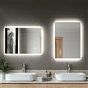 SIRHONA Specchio Bagno con Illuminazione a LED 80x60 cm, Bluetooth, dimmerabile, 3 colori leggeri(blu, viola, bianco), anti-appannamento, memoria, IP44, presa, specchio da parete bagno