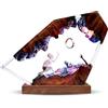 xxkgdsv Luce notturna fatta a mano in resina epossidica con base in legno massello, lampada da tavolo LED USB a forma di anello, lampada decorativa per camera da letto, regalo di Natale e compleanno