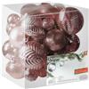 Prextex Palline di Natale Oro Rosa per Decorazioni Natalizie - 36 Pezzi Addobbi Infrangibili con Gancio - (Combo di 6 Stili in 3 Misure Diverse)