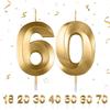 Partyhausy Candele di compleanno numeri, candele di compleanno per torte, 3D, a forma di diamante, numero 18,20,30,40,50,60,70 decorazione per torte (oro 60)