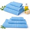 GX GARGIX Tris Asciugamani in Spugna 100% Cotone - 1 Asciugamano Bagno + 1 Viso + 1 Ospite, Set Casa e Hotel, Alta Grammatura, Lavabile in Lavatrice (TRIN-CELESTE)