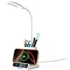 SONVIEE Lampada da scrivania a LED dimmerabile con orologio, sveglia, portapenne, funzione di ricarica