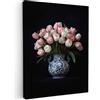 MuchoWow© Quadro Su Tela Grandi Dimensioni Quadri Moderni Soggiorno Stampa | 50x70 cm - Di Foto Decorazione Camera Letto Da Parete Con Cornice Dipinti Fiori - Rosa - Tulipani - Vaso