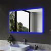 SIRHONA Specchio Bagno con Illuminazione a LED 120x70 cm, Bluetooth, dimmerabile, 3 colori leggeri(blu, viola, bianco), anti-appannamento, memoria, IP44, presa, specchio da parete bagno