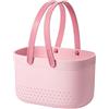 KIEUIENK Cestino da doccia portatile, cestino portaoggetti per doccia, in silicone, con manici, cestino per doccia, per bagno, cucina, dormitorio, camera da letto, colore rosa