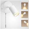 YindaLux Applique da Parete Interno - 350°+90°Orientabile - Lampada da Parete con Interruttore - Attacco GU10, max. 50W - Bianco Opaco 230V Applique Per Camera da Letto, Soggiorno - Senza Lampadina