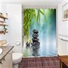 Uiiooazy Tenda da Doccia Antimuffa 150x180cm Blu Spa Bambù Zen Pietra Nero | Tenda da Doccia Foglie Verde Orchidea Giapponese Impermeabile Tessuto in Poliestere Lavabile per Vasca da Bagno con 10 Anelli