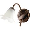 Be-Light Applique Classico 1 Luce con Foglie Ferro Battuto e Vetro Bronzo Serie Limone