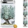 acquaverde | 3 Lattine per Olio di Oliva, Lattina Bianca con Litografia Albero di Ulivo, in Metallo, Contenitore Alimentare, Latta da 1 Litro con Tappo Ermetico e Maniglia