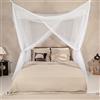 Universal Backpackers Zanzariera da Letto Matrimoniale, Baldacchino Bianco Grande 4 Aperture | Antizanzare Letto King Size | Rete Zanzare Portatile da Viaggio & Leggera