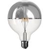 BeBulbs Lampadina LED Mezza Sfera Argento Linea 5V filamento corto Globo G125 1,3W 110Lm E27 2500K Dimmerabile