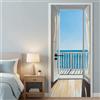 Generic Adesivi per Porte Interne Balcone con vista mare 90 x 210 cm Adesivo Murale Autoadesivo blu Decorazione Casa Poster Rimovibile