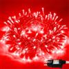 Erwawee Luci Albero di Natale da Esterno Interno, 13M 100 LEDs Catene Luminose Decorazioni Natalizie Spina con 8 modalità Impermeabile, Filo Trasparente Luci Stringa per Halloween,Festa,Casa,Giardino,Rosso