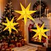 KATELUO Stella di Natale Luminosa, 3 PCS Lampada Stella di Carta, Stella Pieghevole con Luce Led, Stelle Carta da Appendere per Camere da Letto, Balconi, Giardini, Finestre, 35/45/60 cm