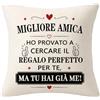 Bommex Fodere per cuscini "Migliore amica" per Donne Regalo di compleanno e Natale | Regalo divertente per la migliore amica, regalo di amicizia per donne e ragazze, decorazioni ricordo