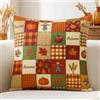 Artscope 1 Pezzi Federe Cuscini di Autunno Cuscino Decorativo in Lino Thanksgiving per Decorazione Domestica Soggiorno Camera da Letto Divano 50x50cm (Griglia Spaventolo Foglia di Acero Mela)