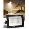 Litglobe 30W Faretto LED da Esterno,3000K Bianco Caldo Faretti Esterno,3000LM Super Luminoso Faro LED,IP66 Impermeabile Fari per Giardino, Cortile, Terrazza, Patio, Garage