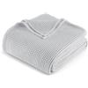 Exclusivo Mezcla Coperta in Puro Cotone 100%, Coperta Trama Waffle come Copriletto, Morbida Leggera e Traspirante, Copripiumino per Divano e Letto, Tutte le Stagioni, 220x240 CM, Grigio Chiaro