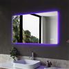 SIRHONA Specchio Bagno con Illuminazione a LED 100x60 cm, Bluetooth, dimmerabile, 3 colori leggeri(blu, viola, bianco), anti-appannamento, memoria, IP44, presa, specchio da parete bagno