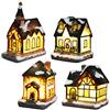 Bseical Villaggio di Natale luminoso, casa di Natale luminosa, villaggio di Natale, personaggio lampada multicolore decorazione natalizia in miniatura interna (4 pezzi, 4 x 6,5 x 9 cm)