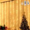JIANNZT Tenda Luminosa, 3x3M 300 LED Natale Tenda Luci Dimmerabile con Telecomando&Timer, Impermeabile LED Catena Luminosa Luci Cascata per Decorare Interni e Esterni Natale, Feste, Camera