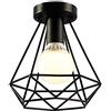 iDEGU Plafoniera industriale 20 cm in metallo gabbia nera vintage a sospensione lampada da soffitto retrò E27 lampada da illuminazione per soggiorno camera da letto caffè bar ristorante sala da pranzo