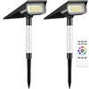 INTELAMP Faretto solare da esterno da giardino, 3 temperature di colore, 2 | telecomando, 4000 mAh/500 lm, bianco caldo e bianco freddo, impermeabile IP65, ideale per l'illuminazione di vialetti