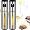 OSDUE Spruzzatore Olio per Friggitrice Aria, 2 Pezzi Spruzzatore Olio 100ml | Senza BPA,in Acciaio Inox 100ml,con 1 pennello in silicone 1 Imbuto 1 spazzola per la pulizia, per Cucina Friggitrice ad Aria