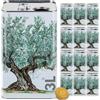 acquaverde | 12 Lattine per Olio di Oliva, Lattina Bianca con Serigrafia Albero di Ulivo, in Metallo, Contenitore Alimentare, Latta da 3 Litri con Tappo Ermetico e Maniglia
