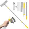 JEHONN Lavavetri con Manico Telescopico 126 cm, Pulisci Vetri Finestre Professionale, Tergivetro in Silicone e Tampone Microfibra, Tergipavimento per Pareti di Vetro Bagno Auto Doccia Finestre Casa