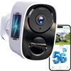 HITELLARCAM Telecamera di sorveglianza 2K, batteria esterna, 2,4/5 GHz, doppia banda Wi-Fi con memoria cloud gratuita, rilevamento del movimento AI, visione notturna a colori, audio a 2 vie, IP66