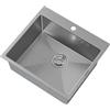 GRANITAN Lavello in Acciaio SILVO 50x55 cm, Cromo | Lavello in Acciaio Inox con Foro per Rubinetto, con Griglia