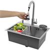 Taozhiyy Lavello da incasso in acciaio inox, 55 x 40 cm, con rubinetto estraibile e dispenser di sapone, profondità 20 cm, lavello da cucina con scolapiatti e detergente per tazze, per casa, ristoranti