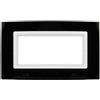 puntoluceled Placca Delux in vetro lucido compatibile con Vimar Arke 4 moduli Nero - Cornice frontale da incasso cassetta 504