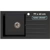 empiria SINK QUALITY SINK QUALITY Lavello Cucina in Granito Nero con Gocciolatoio 77x43 cm - Lavandino ad Incasso per Mobile da 45 cm - Incluso Sifone e Impregnante, Nero