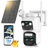 Abiso 10X Telecamera Wi-Fi Esterno,4K Triple Obiettivo Telecamera WiFi Senza Fili con Pannello Solare,Videocamera Sorveglianza WiFi,360°PTZ,Visione Notturna a Colori,Rilevamento Umano PIR,IP66,2,4Ghz