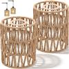 PENRUNKA 2 Pezzi Paralume Lampada Tavolo in Rattan, Paralume Cilindro Tessuto Manuale Vintage Boho per Lampadario Soffitto, Lampade da Terra, Interni e Esterni, Camere Letto, Soggiorni e Corridoi Decorativo
