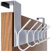 SKOLOO Appendiabiti da porta, in acciaio inox, 6 ganci per appendere cappotti, accappatoi, vestiti, cappelli, 1 confezione