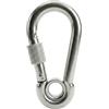 Lumonic Moschettone con chiusura di sicurezza + occhiello V4A in acciaio inox | 10x100mm | Inossidabile + resistente all'acqua di mare | Impedisce la torsione + nessuna apertura accidentale | per tend