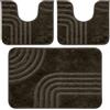 PARAMAISON Set Tappeti Bagno 3 Pezzi Antiscivolo Marrone 37,5x45+45x75cm | Set coordinato morbido e resistente all'umidità, ideale per WC e zona lavabo, pratico da pulire e usare ogni giorno